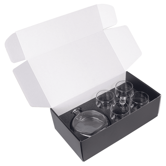 750ml Flat Round Glass Decanter Set with Four DG302S 10 oz. Rocks Glasses