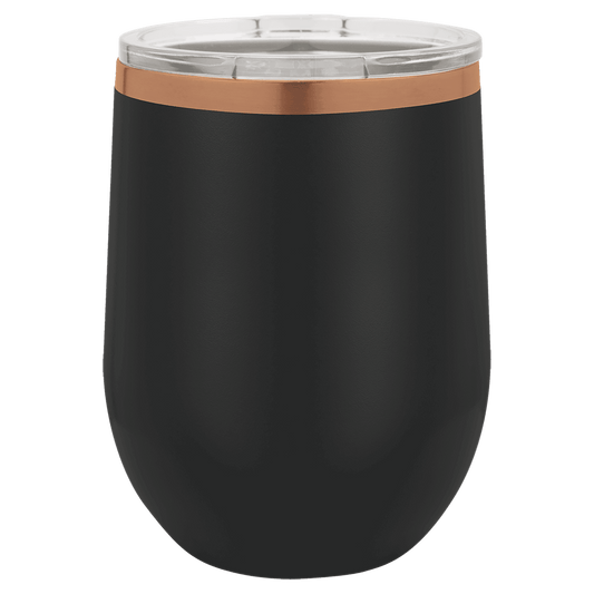 12 oz. Black/Rose Gold Stemless Wine Tumbler